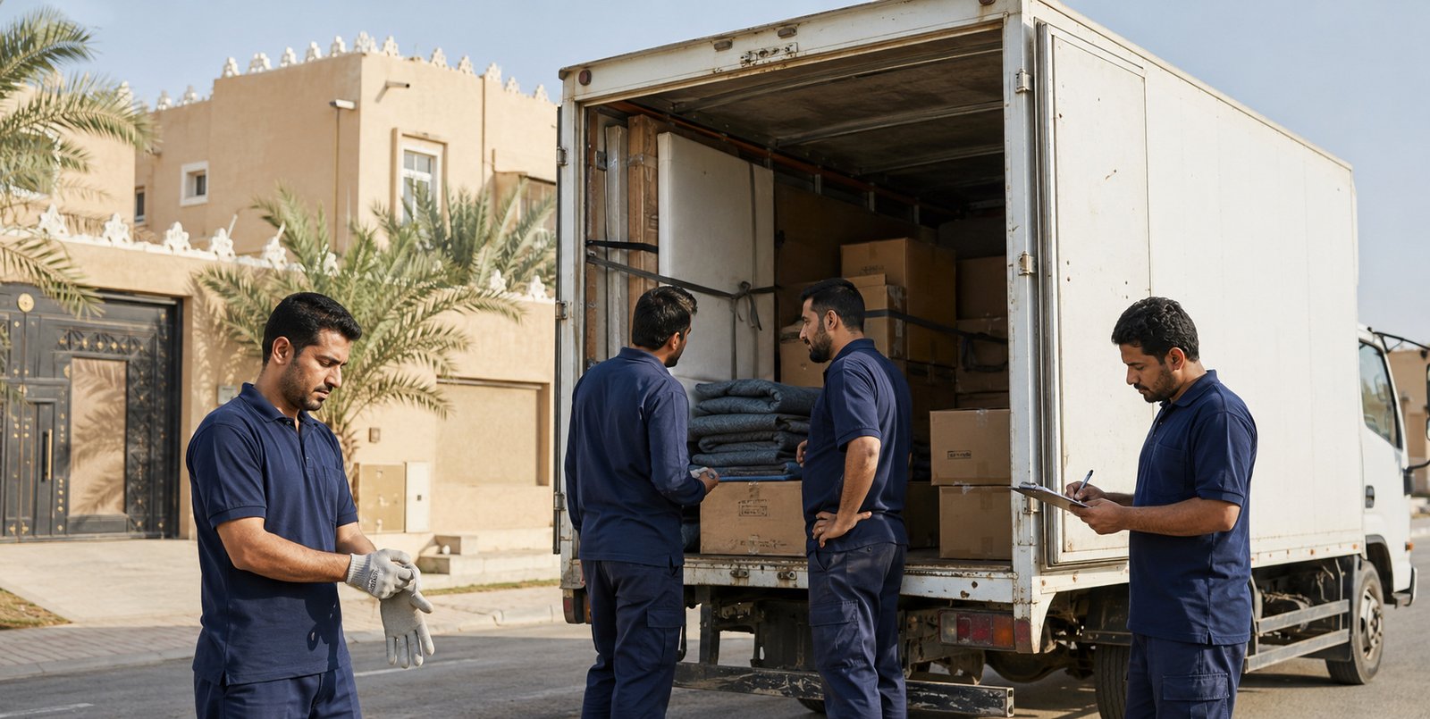 MD Ashraful professional moving team beside a truck